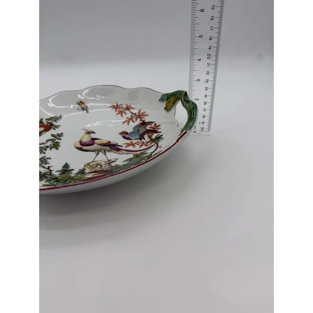Mottahedeh Williamsburg Porcelain Chelsea Birds Leaf Bowl Portugal Large Vtg